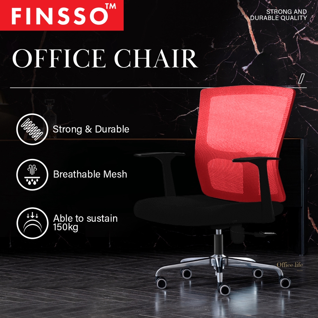 FINSSO: Stylish POSH Home Office Medium Mesh Back Office Chair with Chrome Leg