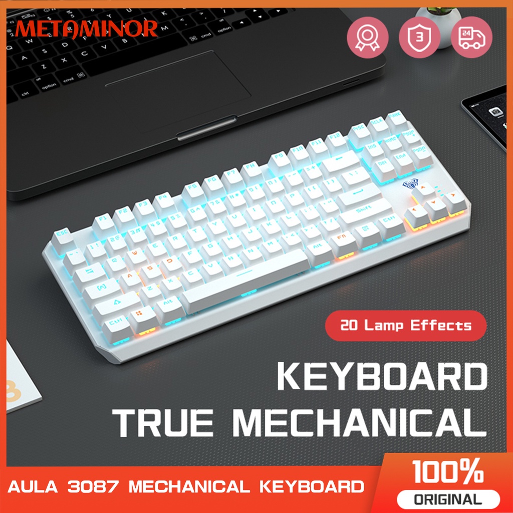 AULA 3087 True Mechanical Keyboard LED Backlight blue Gaming for Laptop
