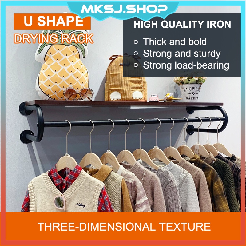 Single Pole Ampaian Baju Rak Pakaian Clothes Stand Rack With Hook Cloth  Organizer Mulig Rack