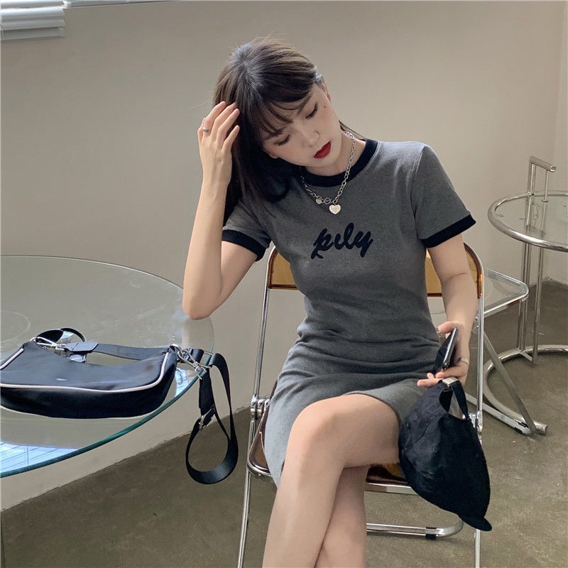 J&M❤️ Dress Women Clothes Fashion Short Sleeve Cotton Top Summer Short Sleeve Dress Women Slim Slim Short Skirt