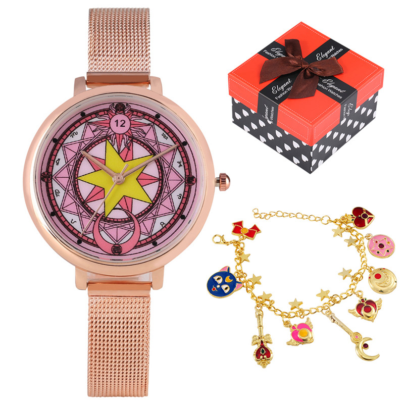 Fashion Japan Anime Sailor Moon Design Women's Bracelet Watch Lady Quartz  Wristwatch with Gift Box | Shopee Malaysia