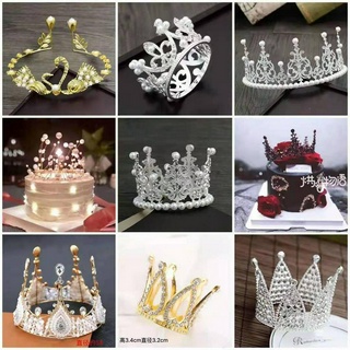 Ready Stock - Elegant Mini and Big Crown Tiara Cake Decoration Mahkota Princess Prince King Queen
