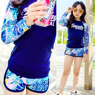 swimming suit with sleeves and shorts