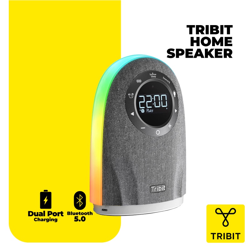 Tribit Home Speaker -SD card aux input, Bluetooth 5.0, FM channels, Dual-port Charging, Dual Pairing, Alarm & Clock, TWS