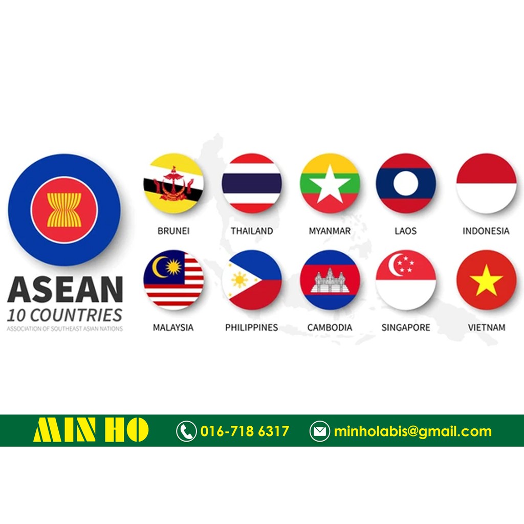 Asean Flag Reflective Car Sticker (Custom Size) UV Printing