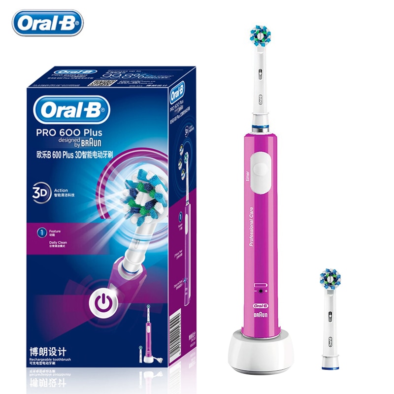 Oral B Pro600 Rechargeable Electric Toothbrush Rotating Oral Hygiene 3D Replaceable Crossaction Electric Tooth Brush Head