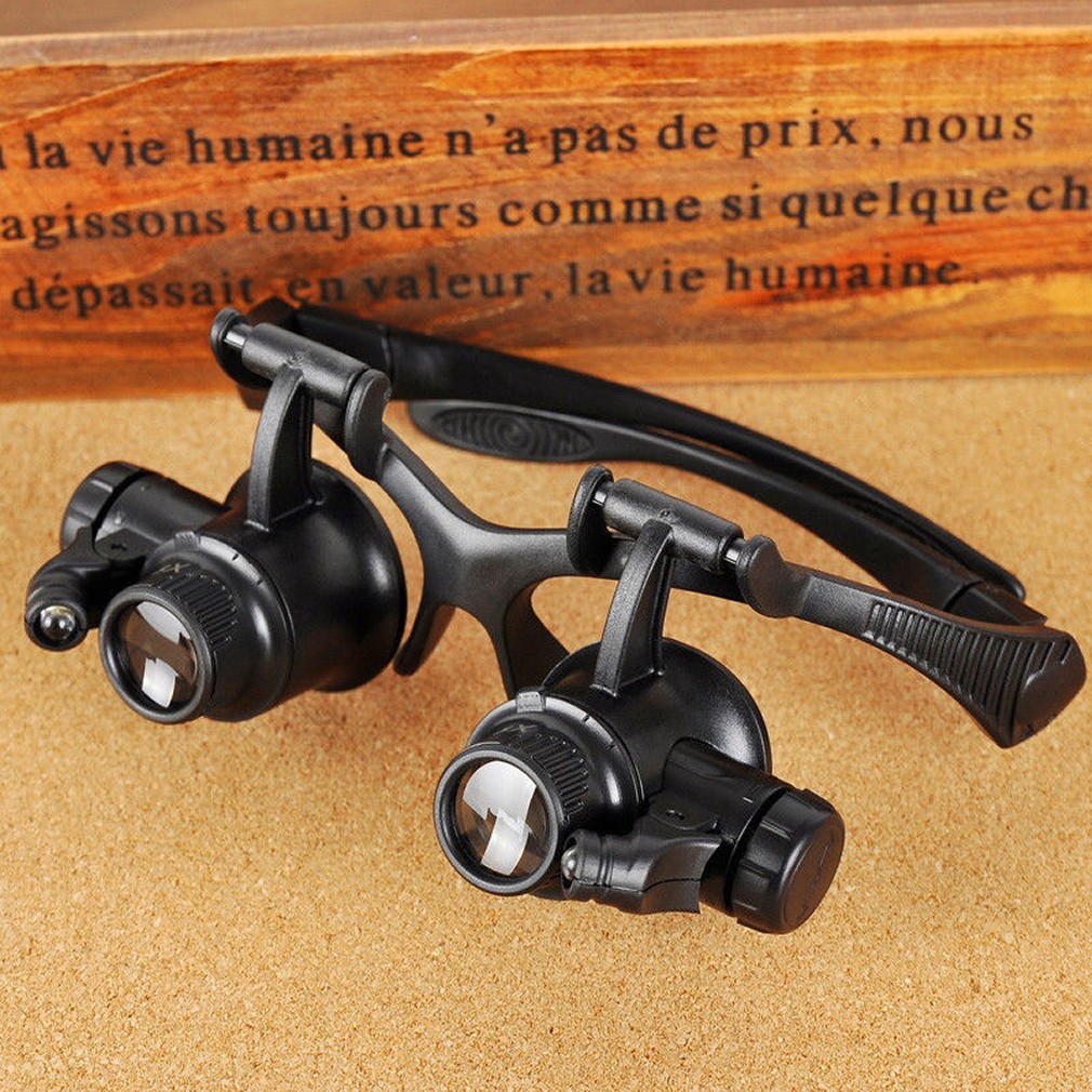 Loupe Horloger Montre Reparation 20x Binoculaire Monture LED
