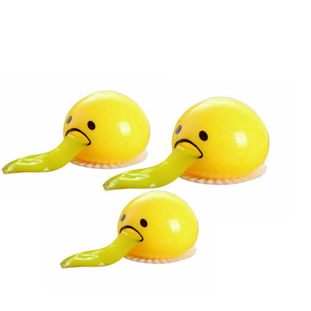 squishy puking egg yolk stress ball with yellow goop