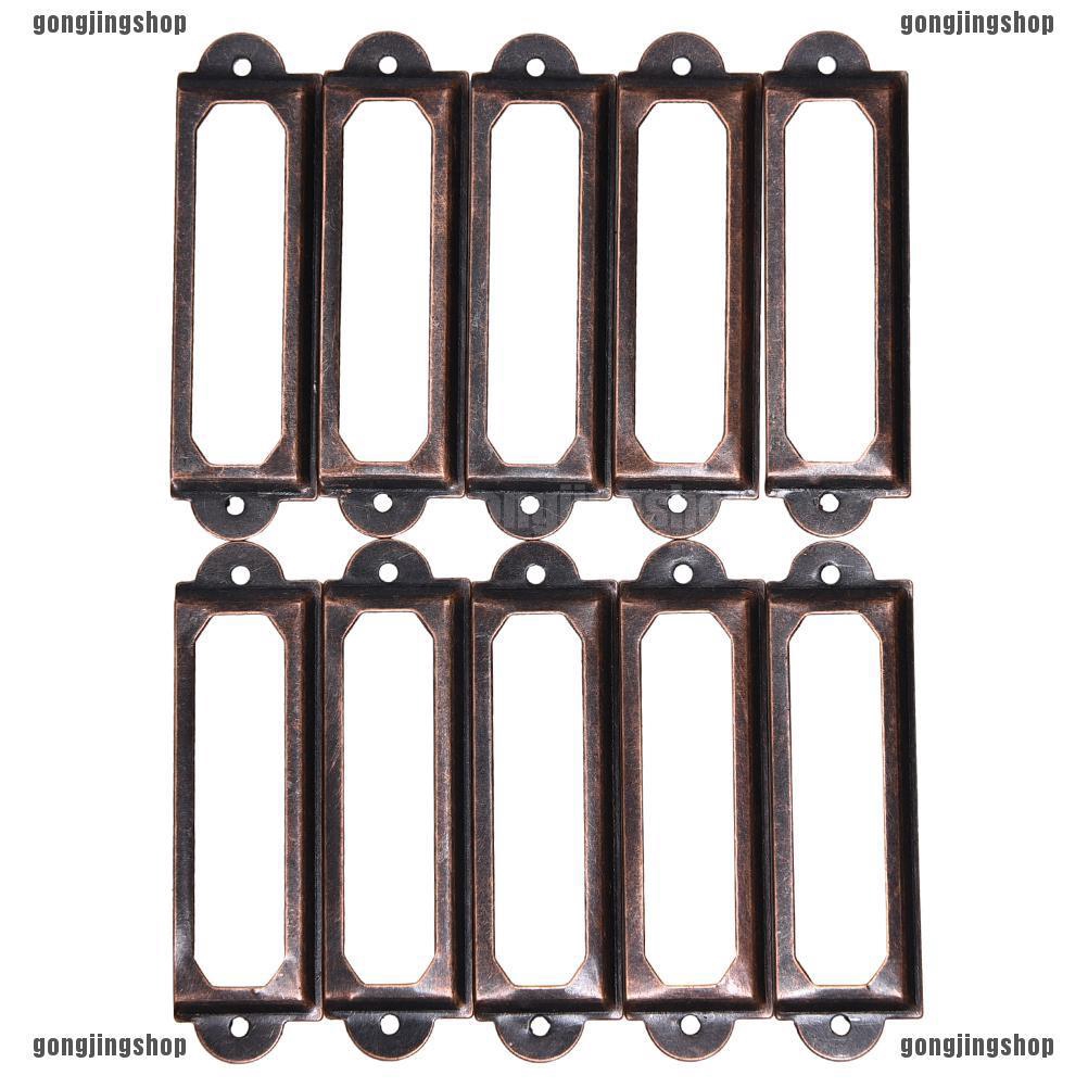 Gongjingshop 10pcs Drawer Label Pull Holder Frame Cabinet Antique