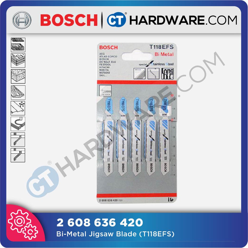 BOSCH T118EFS JIGSAW BLADE BASIC FOR STAINLESS STEEL (2608636420