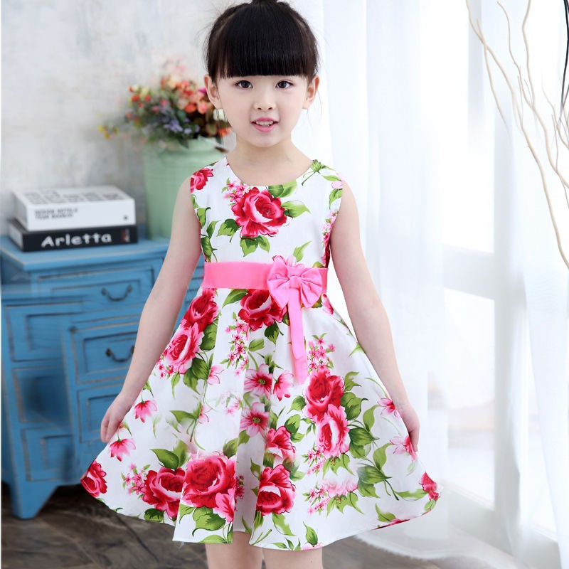  Spot Gaun  Cotton  Girls Dress Skirt Rompi Gadis 