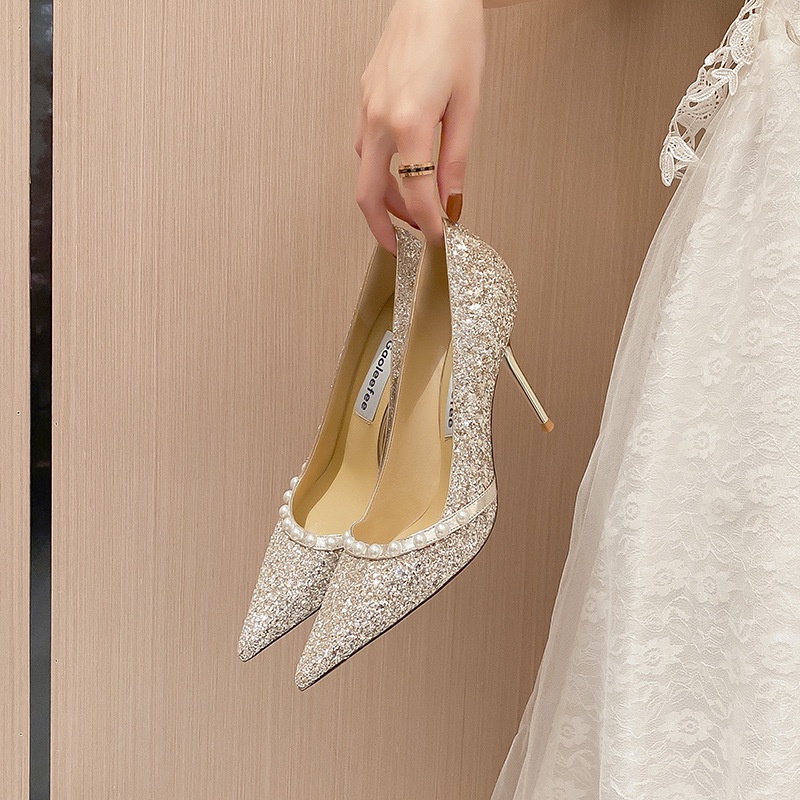 Wedding Shoes] @ 2023 Spring Summer New Style Fashion Sequined Wedding Shoes  Crystal Bridal High Heels | Shopee Malaysia