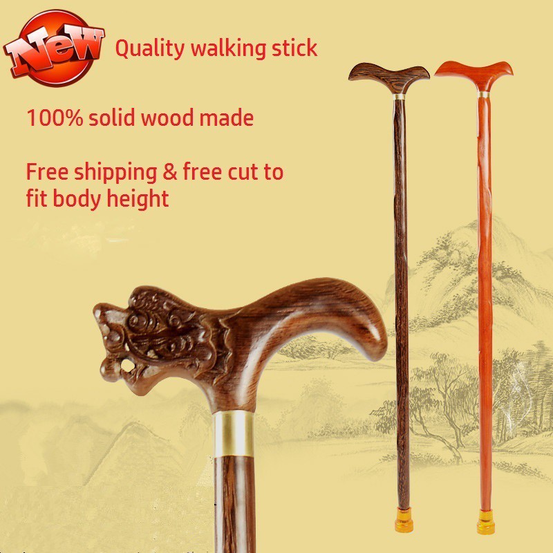 Solid Wood Crutch, Wooden Walking Sticks, Old Man Support Canes ...