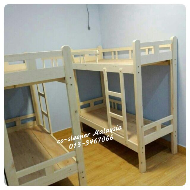 Solid Wood Kids Bunk Bed Katil 2 Tingkat Saiz Kanak Kanak Shopee Malaysia