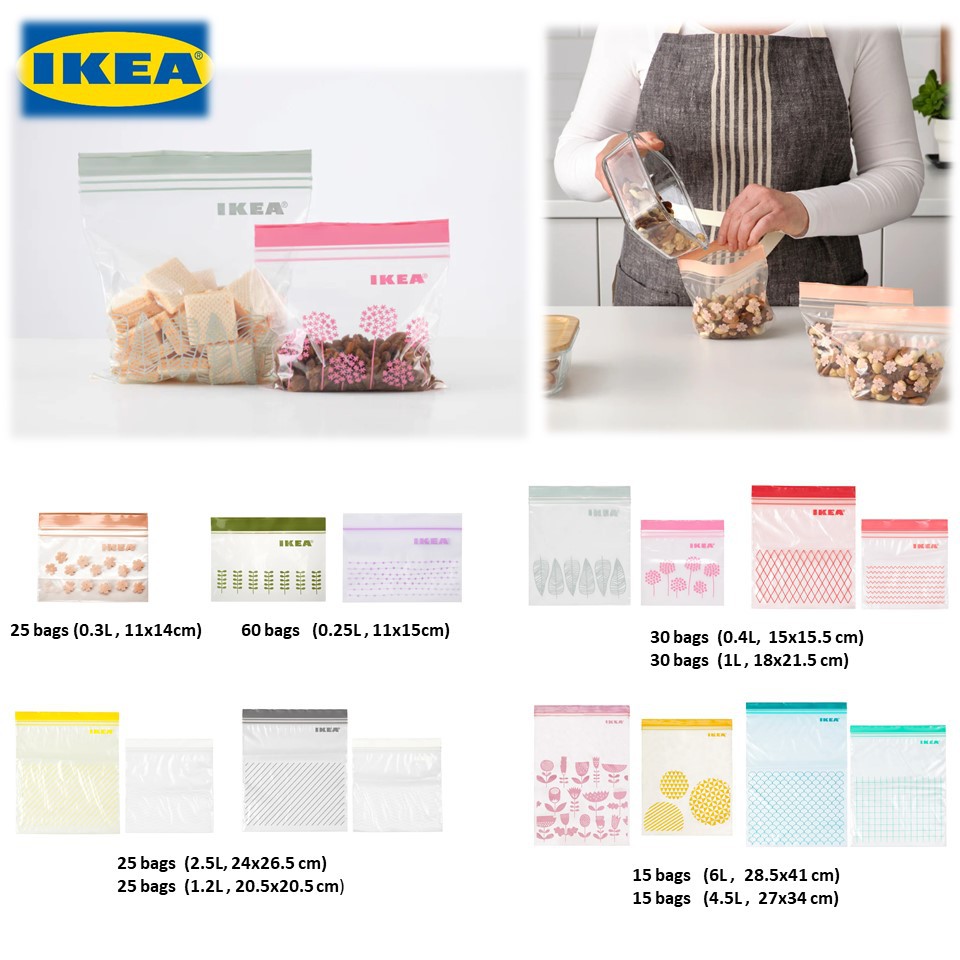 IKEA ISTAD / VATTNIG / HOPSPARA Resealable Double Ziplock Plastic Bag