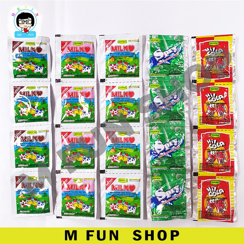 *Childhood Snack* 4pcs Roscela Brand Milk Tablet Candy Mix Flavor Gula