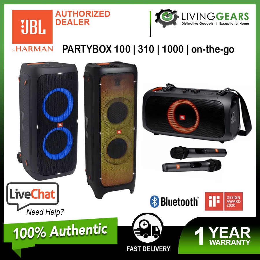 Jbl Bluetooth Portable Party Speaker With Light Effects Partybox 100 300 1000 Shopee Malaysia