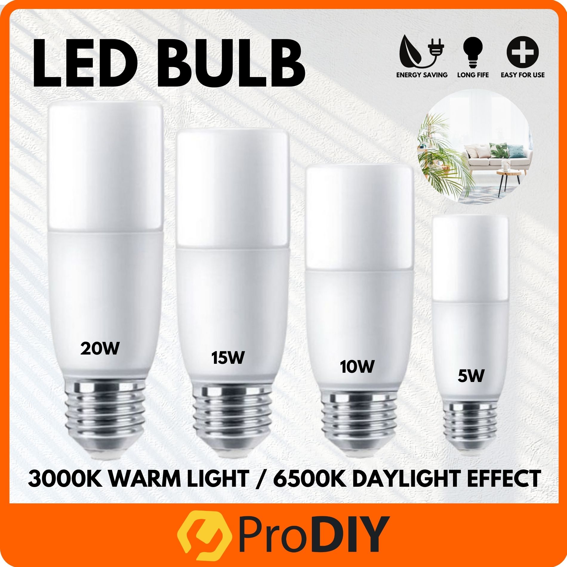 [ 5W 10W 15W 20W ] LED Bulb 3000K Warm Light 6500K Daylight Effect Light Bulb Corn Stick E27 90% Energy Saving LED灯泡