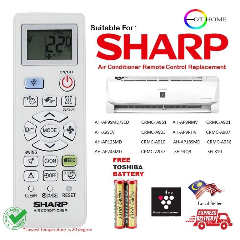 Sharp air cond remote control jet ion replacement AHAP9NMV / AHX9SEV