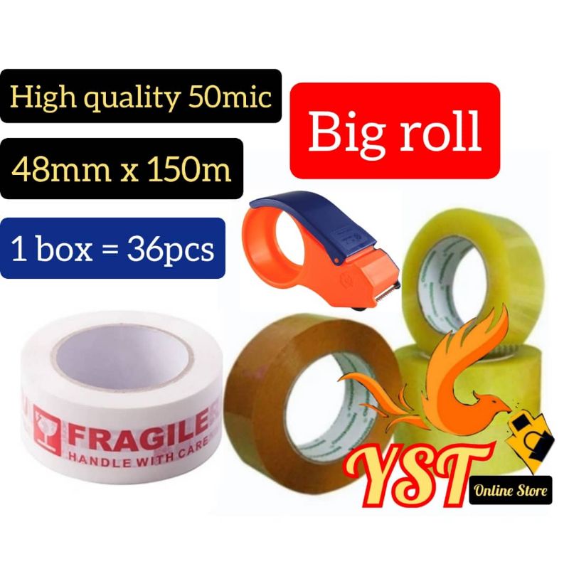 Clear & Fragile 48mm x 92-Meters Packaging Tape Strong and Robust Quality Brown 