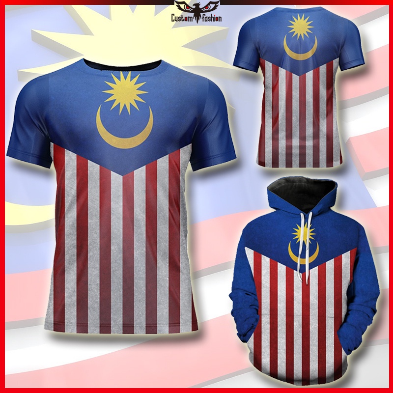 【CustomFashion】Malaysian Flag T-shirt Hoodie Merdeka Malaysia Independence Day Zipper Hoodies Tee Shirt Man Women Kid Suit 3D Print Jacket Coat Sweater