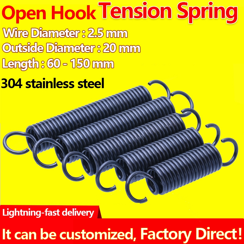 Zmaoyun-Spring 1Pcs Spring Steel Dual Hook Long Expansion Tension Spring Wire Dia 2mm Outer Dia 12-22mm Length 300mm Length : 2x13x300mm DIY Multipurpose 