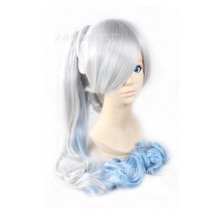 white pigtail wig