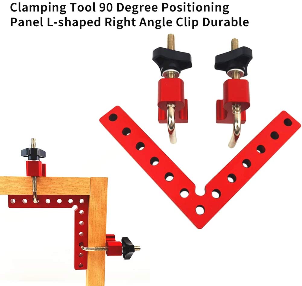 Right Angle Corner Clamp 2# Cabinets or Drawers 2pcs L Shape 90 Degree Aluminum Alloy Woodworking Fixing Tool for Picture Frames Boxes 