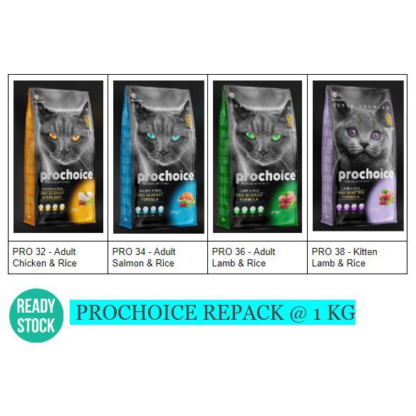 PROCHOICE / Adult/ Kitten Cat Food/ Makanan Kucing / Repack 1KG (PRO32