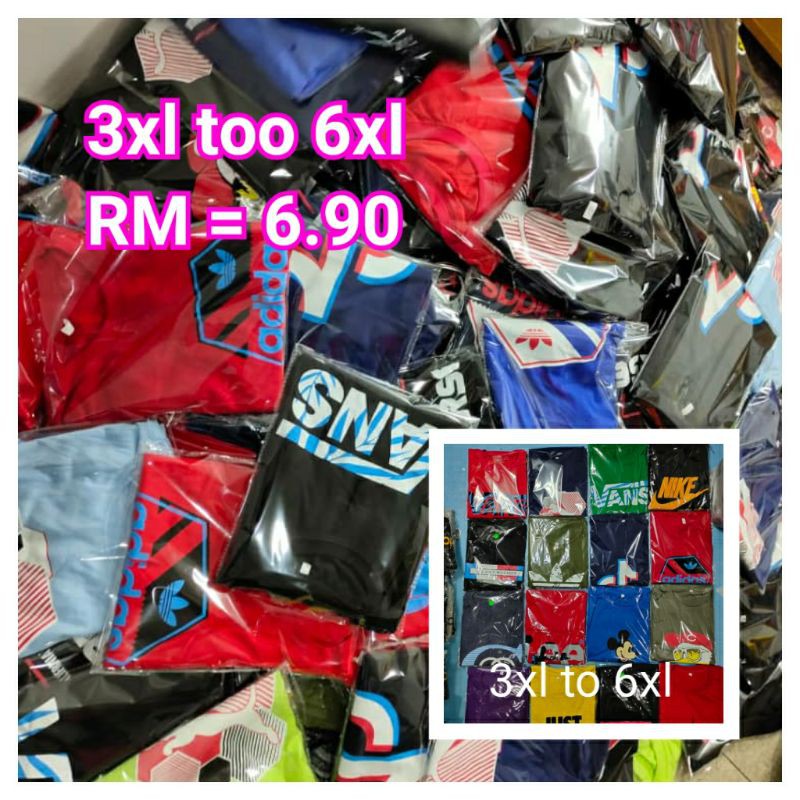 BAJU MURAH 3XL - 6XL RM 6.90 PAKAI UNISEX 100% COTTON QUALITY TERBAIK