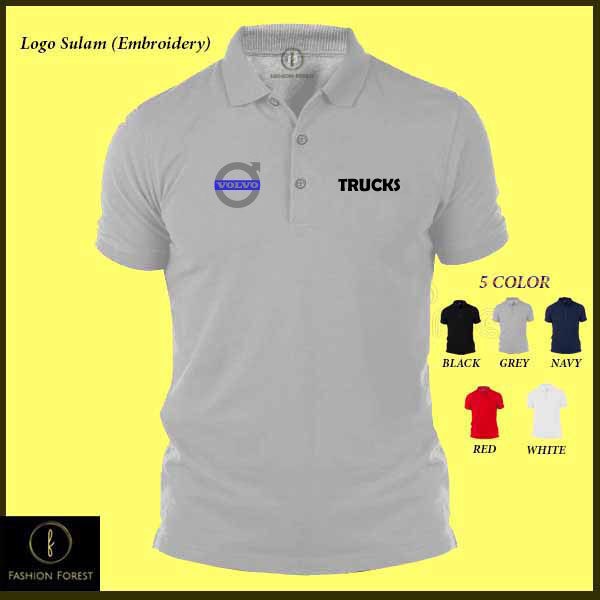 Polo Classic T Shirt T Shirt Shirts Baju Embroidery Volvo Trucks Lorry Driver Cotton Casual Kolar Unisex Pakaian Murah