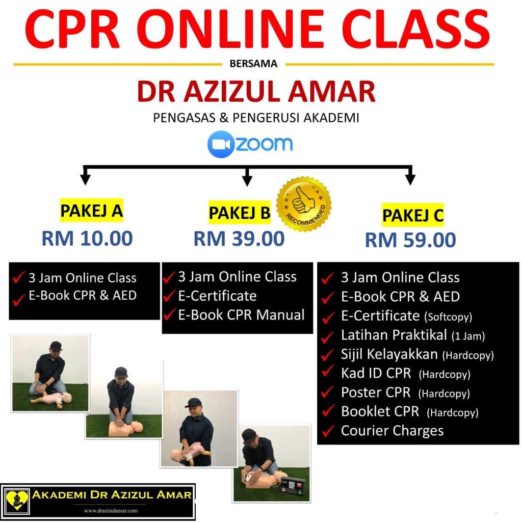 Cpr Online Training Kelas Asas Cpr Zoom Bantuan Kecemasan Basic Life Support First Aid Shopee Malaysia
