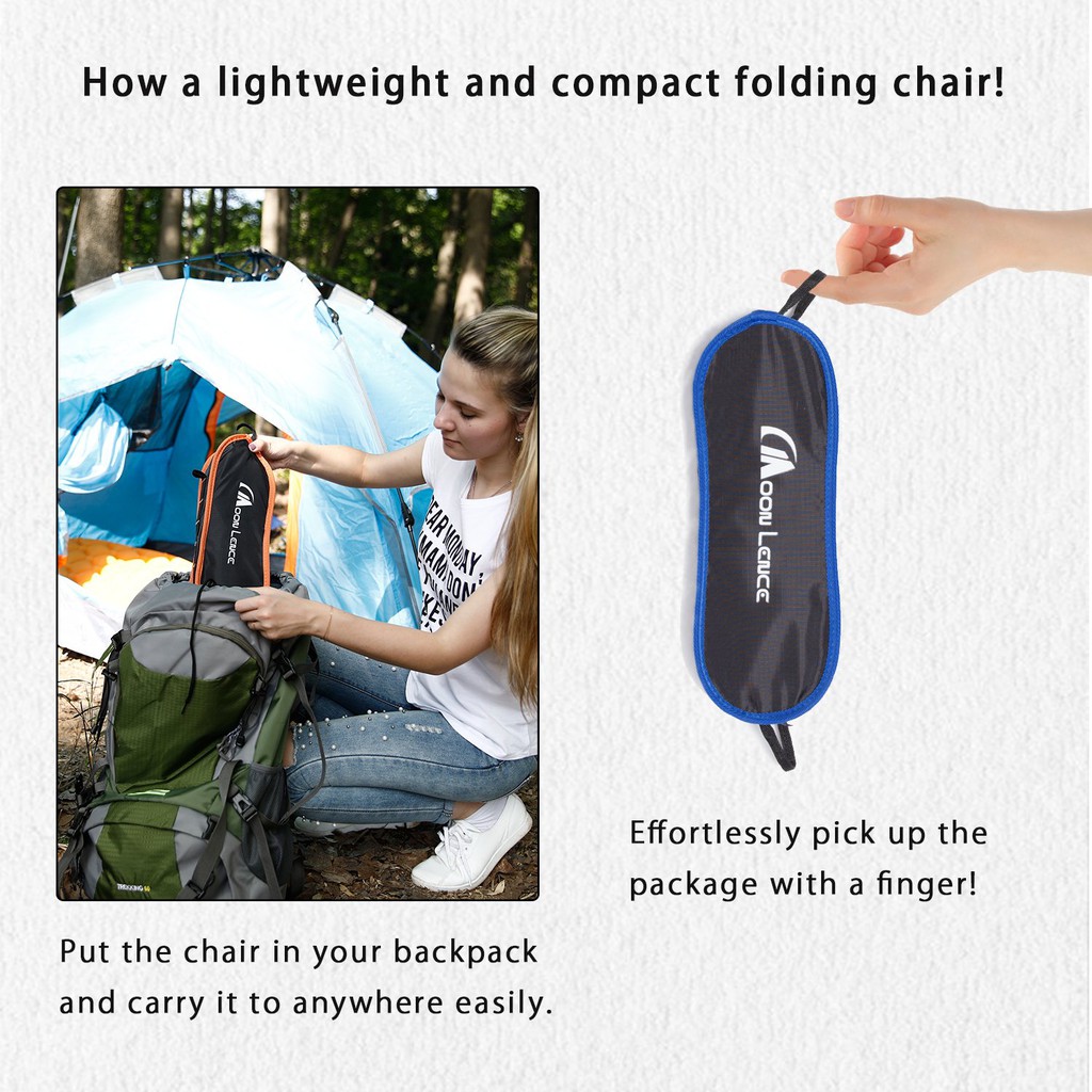 MOON LENCE Outdoor Ultralight Portable Folding Chairs with Carry Bag Heavy Duty 242lbs Capacity Camping Folding Chairs Beach Chairs 