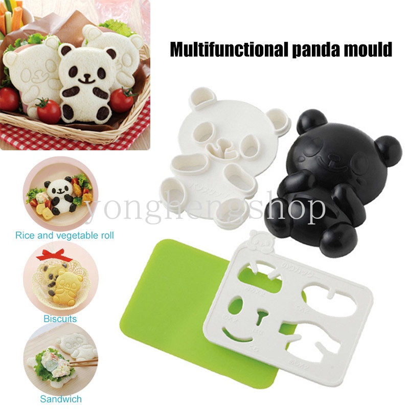 4pcs/set Cute Panda Shaped Onigiri Sush Mould Kids Sandwich Mold DIY Rice Ball Bento Mold Kitchen Cookie Bread Seaweed Cutter