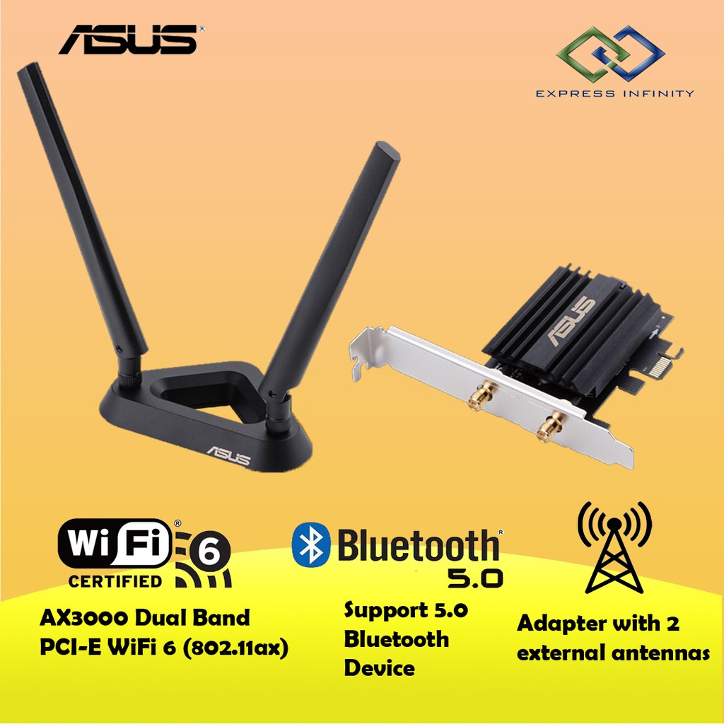 Asus Pce Ax58bt Ax3000 Dual Band Pci E Wifi 6 Bluetooth 5 0 Shopee Malaysia