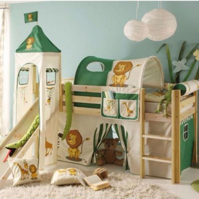 Children Loft Bed With Slides Ee, Toddler Loft Bed Slide