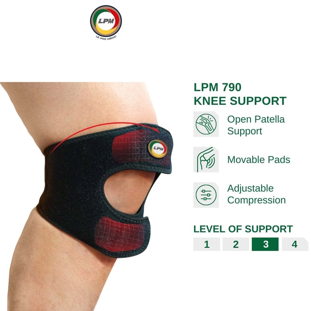 LPM Knee Guard 790 Open Patella Support Adjustable Movable Pads Knee Support Patellar Tracking