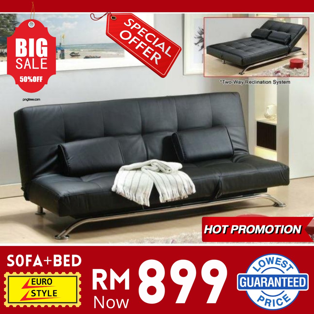 Premium Pu Leather Sofa Bed Set 3, Euro Style Sofa Bed