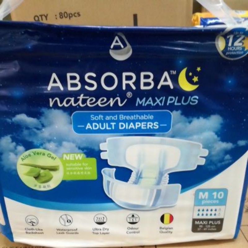 Absorba Nateen Maxi Plus Adult Diapers Size M 10pcs | Shopee Malaysia