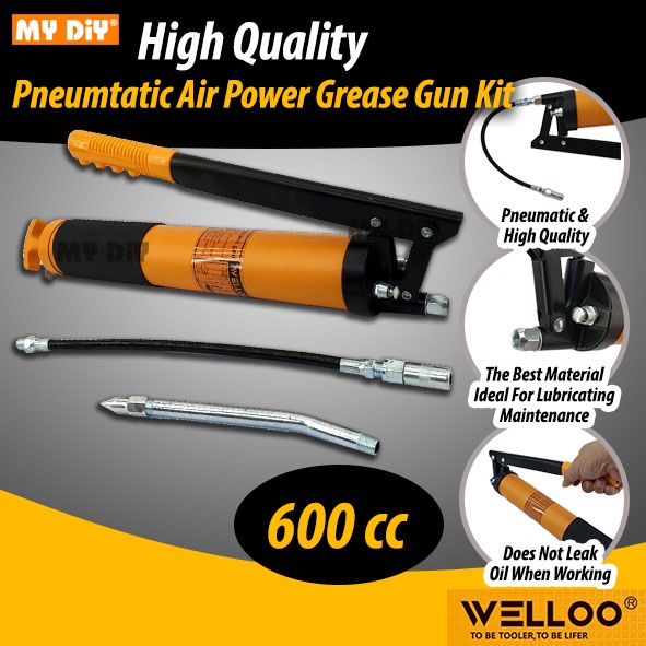 MYDIYHOMEDEPOT - WELLOO Grease Gun 600cc Manual Lever Action Grease Gun ...