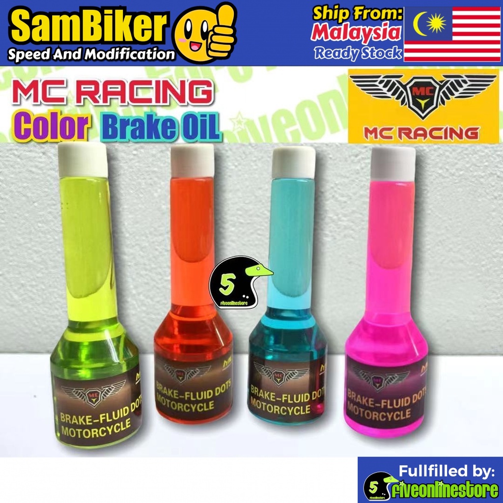 MC Racing Malaysia Light Color Brake Oil Motorcycle Brake Fluid Dot5 Color 100ml Bottle Minyak Botol Master Pump