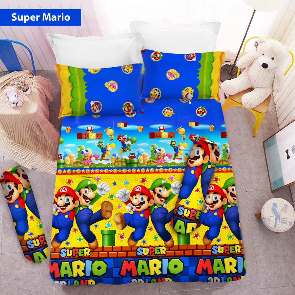 New Vito 3d Queen Bed Linen Super Mario Motif Shopee Malaysia