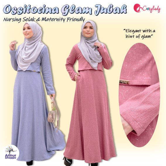 Cozy Lady Ossitocina Glam Nursing Maternity Dress / Jubah Menyusu Mengandung