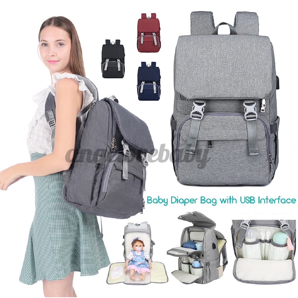 baby diaper bag with usb interface