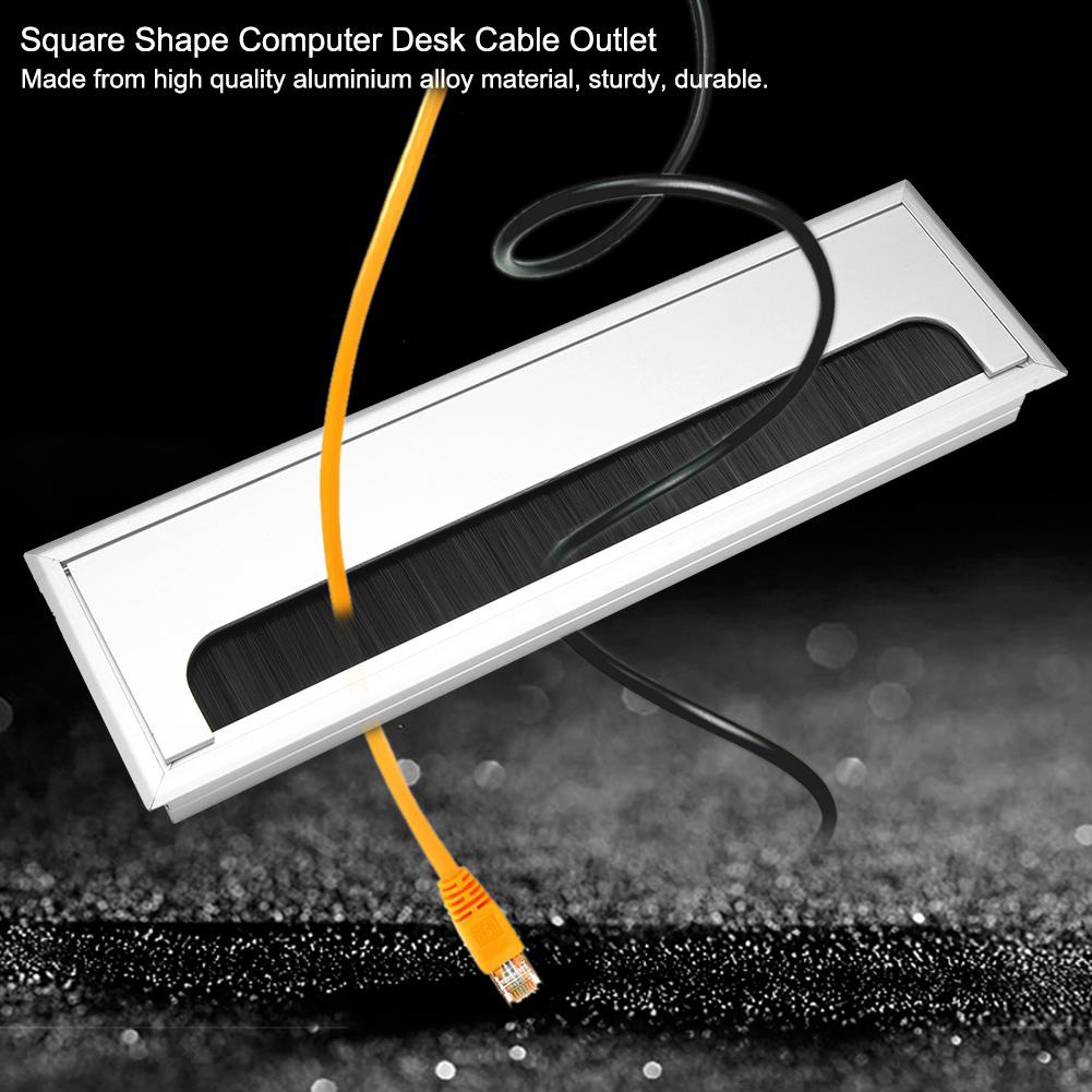 Square Aluminium Desk Computer Wire Cable Tidy Outlet Insert Hole