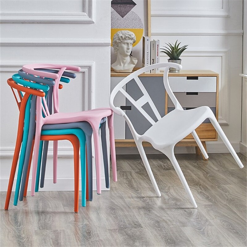 Wish Bone Plastic Chairs / Stackable Wishbone Dining Chairs / Molded Plastic Kitchen and Dining