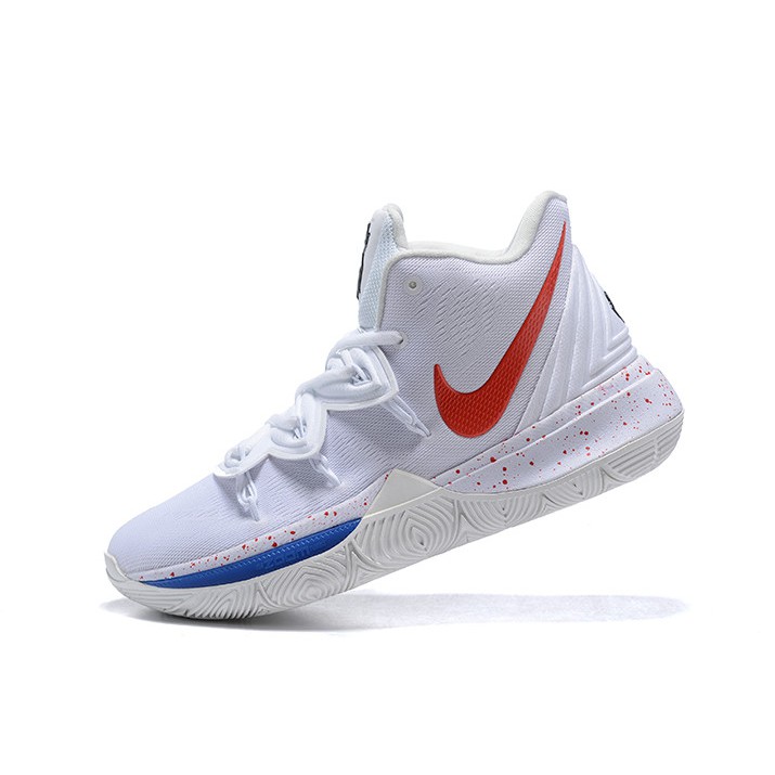 red and blue basketball shoes