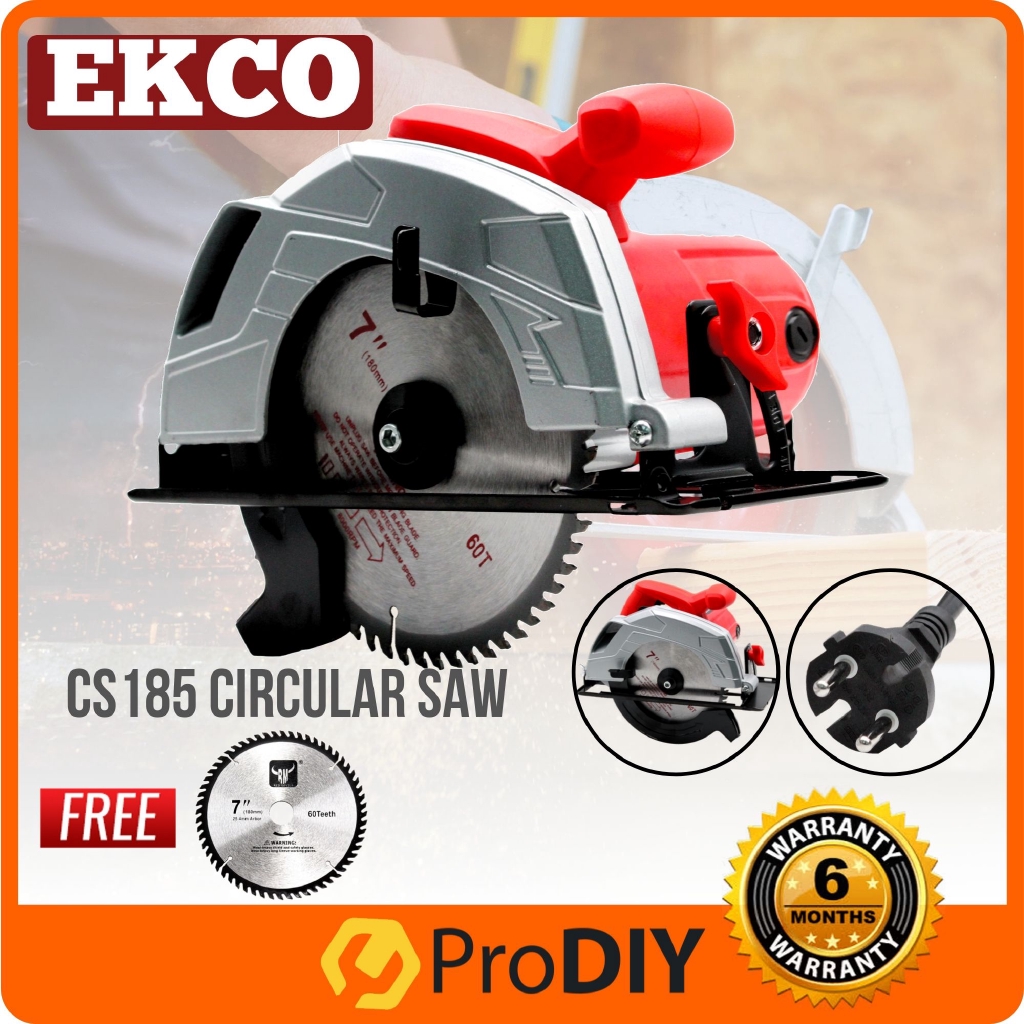 EKCO CS185 Circular Saw Wood Plastic Cutter 1050W 185mm Blade Cutting