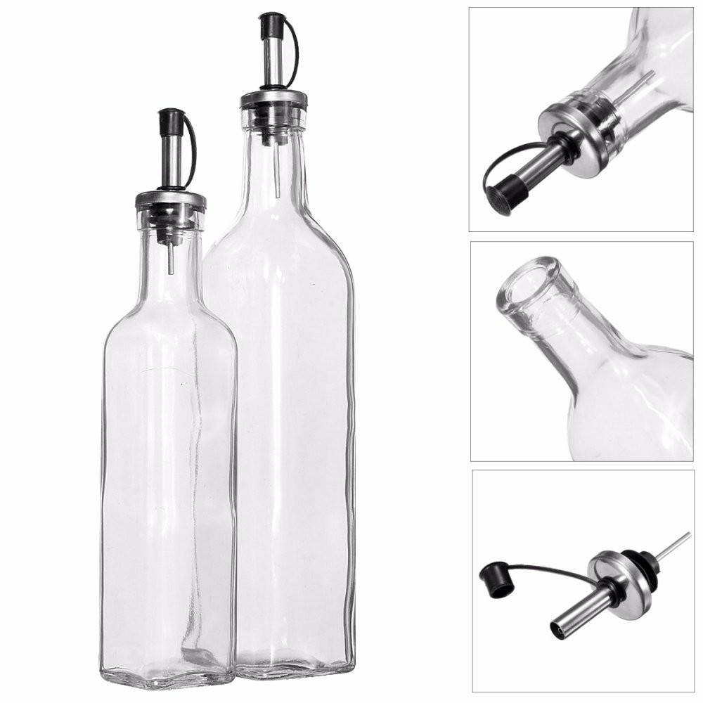 250ml 500ml Glass Olive Oil Dispenser Vinegar Bottle Pourer Spout