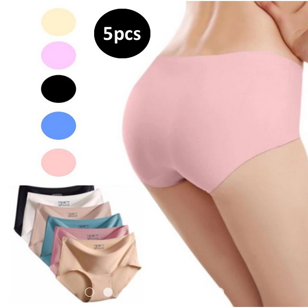 M 2xl Set Of 5 Premium Ice Silk Panties Girls Woman Clothing Seamless Underwear Panty Seluar 9530